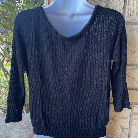 Express Tye Knot V Black Sweater Soft Comfy Sexy Size Med - Picture 9 of 11